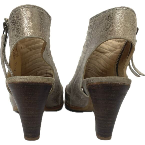 PAUL GREEN‎ Cayanne Peep Toe High Heel Booties SZ 9 US / 6.5 UK Metallic Leather - Picture 9 of 15